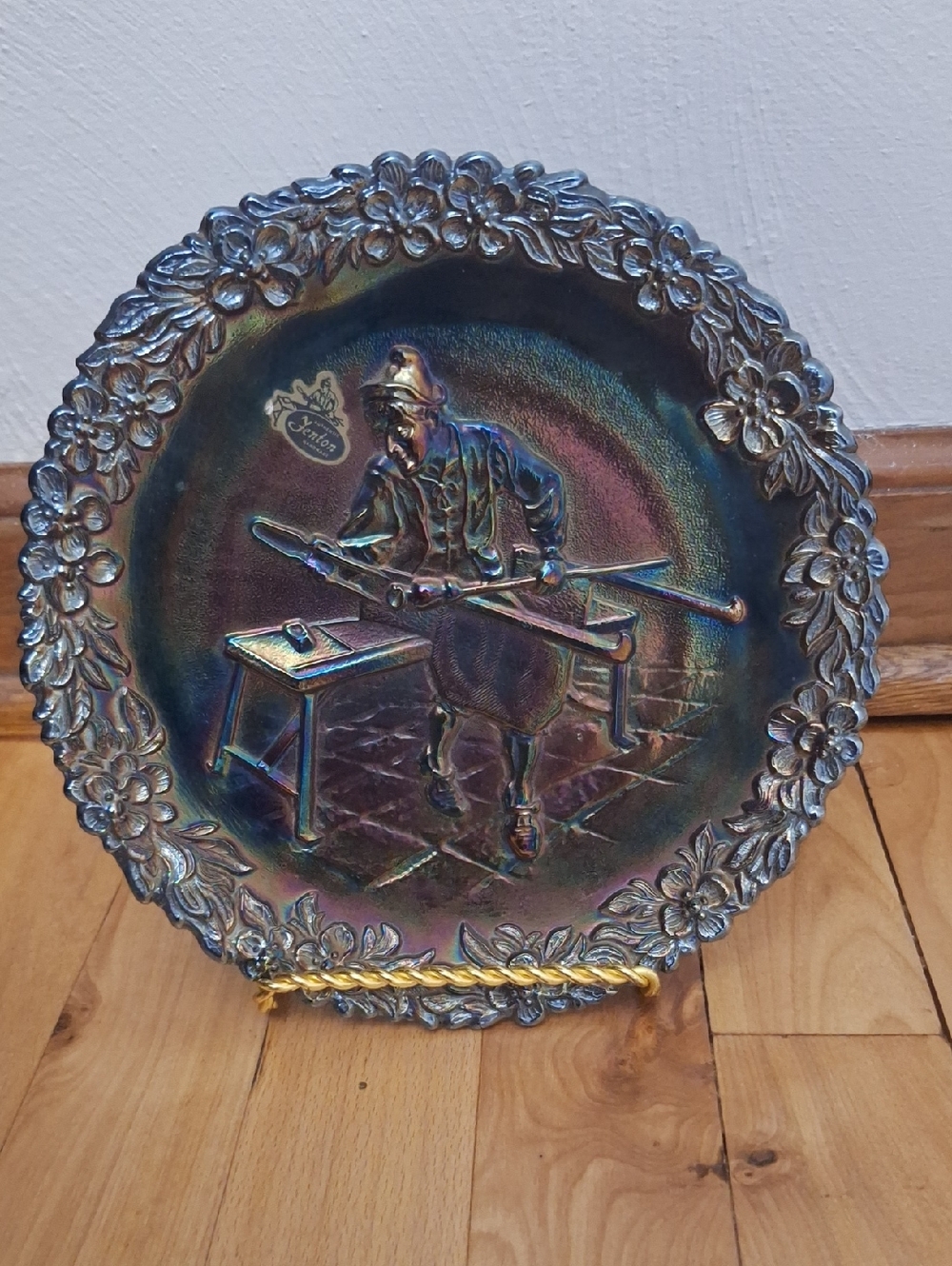 Fenton Iridescent Carnival Glass Decorative Plate - Multicolor